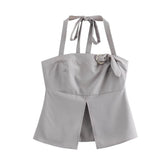 Aiertu - European and American style pure desire hot girl halter neck camisole vest female summer design hem slit vest Aiertu