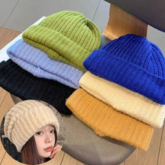 Aiertu - Winter Knitted Hat Women Korean Fashion Solid Outdoor Warm Beanies All-match Casual Elastic Comfortable Cap Aiertu