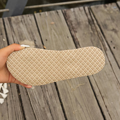 Aiertu 1 Pair Honey Girl Women'S Summer Striped Bowknot Slides - Round Toe Slip-On Flat Beach Slippers with Ankle Strap, Comfortable Fabric Upper & Inner, EVA Sole & Insole Aiertu