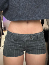 Aiertu - Vintage y2k Striped Print Denim Shorts Sexy Skinny Low Rise Button-up Short Jeans Women Summer Street Style Denim Shorts Aiertu