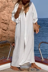 Aiertu -Casual Vacation Solid Buckle Swimwears Cover Up aiertu