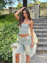 Aiertu - Women Plain Wide Leg Jeans Jorts Vintage Wash Straight High Waist Distressed Denim Bermuda Pants Y2k Summer Clothes Aiertu