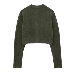 Aiertu - Casual Solid Knitted Women Cardigan Sweater O-neck Single Breasted Female Crop Jackets 2025 Spring New Fashion Lady Sweaters Aiertu