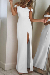 Aiertu - Fashion Elegant Solid Backless High Opening Off the Shoulder Irregular Dress Dresses(5 Colors) Aiertu