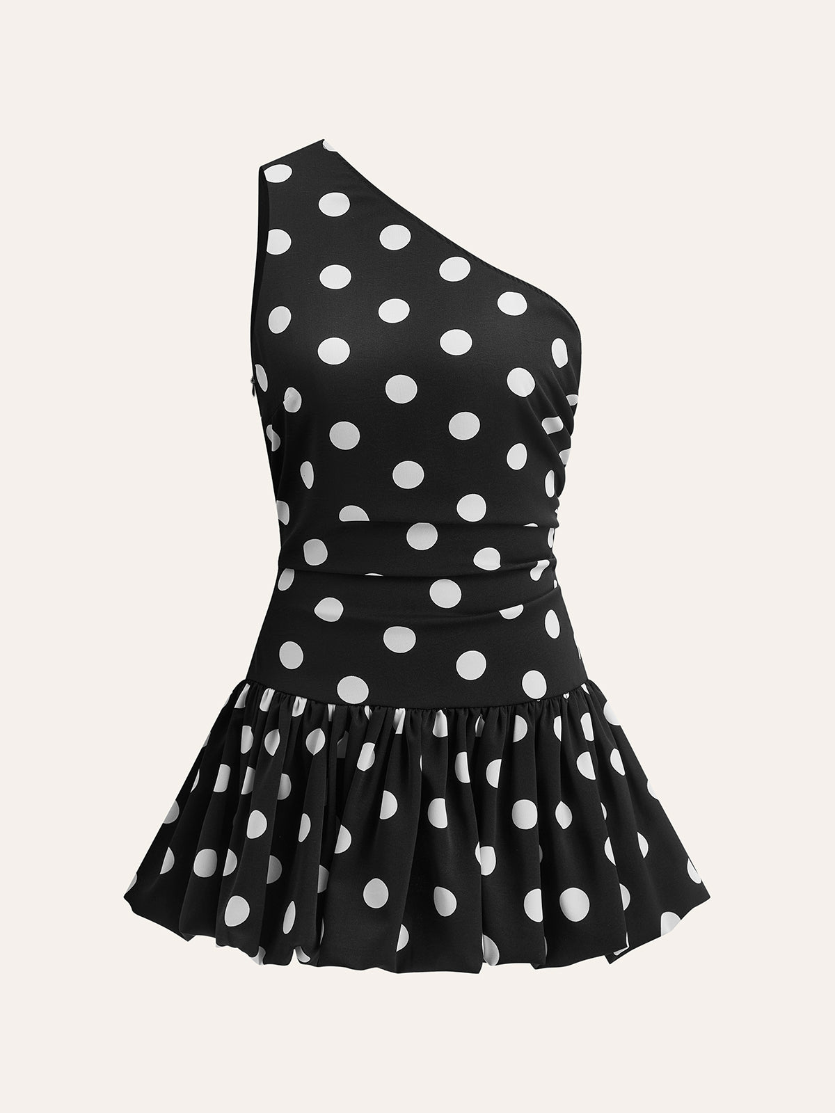Aiertu One-Shoulder Polka Dot Peplum Dress shopify