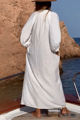 Aiertu -Casual Vacation Solid Buckle Swimwears Cover Up aiertu
