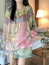 Aiertu - Sunscreen Printed Vintage Women Sets New Blouses India Folk Gentle Summer Full Sleeve Stylish Chic Casual Suit Shorts Aiertu