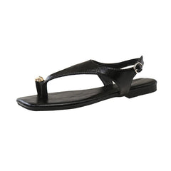 Aiertu - Brand Design Women Flat Sandals Clip Toe Leisure Outside Beach Shoes for Lady Fashion Metal Decoration 2025 Summer Footwear Aiertu