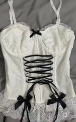 Sweet Girl Sling Y2k Summer Camis Women Clothes Streetwear Bow White Bandage Kawaii Slim Tank Tops Sexys Harajuku Crop Top Aiertu