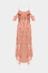 Aiertu - Chiffon Ruffle Slip Sleeveless Maxi Dress Aiertu
