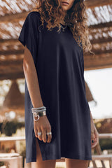 Aiertu - Casual Simplicity Solid Slit O Neck Short Sleeve Dress Dresses Aiertu