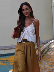 Aiertu - Y2k Satin Pleated Cropped Vest For Women Summer Elegant Irregular Hem Suspender Tops Female Street Backless Sleeveless Chic Tank Aiertu