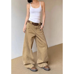 Aiertu American Vintage 2000s Style High Waist Camel Jeans Pants Summer Fashion Women's Baggy Y2K Wide Leg Denim Trouser Female Clothes Aiertu