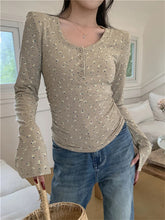 Aiertu - Slim-Fit T-Shirts Women Printed Florals Chic Sweet Spring Full Sleeve 2026 Sweet Loose Office Lady Casual New Tees Aiertu
