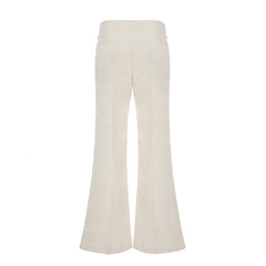 Aiertu - party look snspos Solid Color Women Flare Pants Y2K Streetwear Spring Slim Boot Cut Trousers Basic Low Waist Buckle Zipper Fly Pants Aiertu