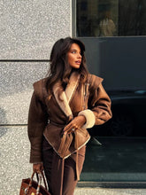 Aiertu - Fashion Warm Furry Leather Woman Jacket With Belt Chic Lapel Long Sleeve Motorcycle Coat Lady 2026 Winter High Street Outerwear Aiertu