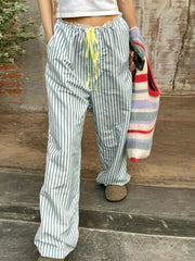 Aiertu - New Fashion Women Loose Pants Stripe Drawstring Elastic Waist Trousers Spring Summer Casual Sweatpants Hot Sale S M L Aiertu