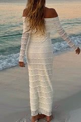 Aiertu -Elegant Patchwork Backless Off Shoulder Long Dresses aiertu