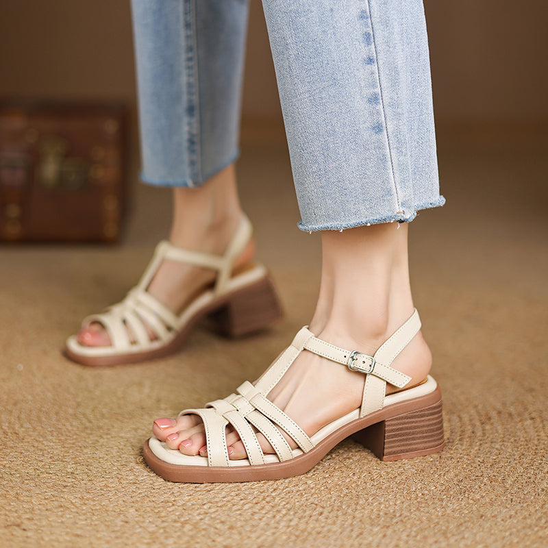 Aiertu - Fashion High Heels 2025 Summer Newest Buttoned Sandals Vintage Thick Heels Pumps Women Wedding Office Lady Shoes Woman Heels Aiertu
