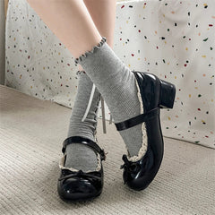 Aiertu - Fashion JK Women Mary Jane Shoes Ladies Causal Shallow Butterfly-knot Shoes Spring Autumn Female Leather Shoes Aiertu