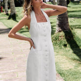 Aiertu - Sleeveless Dresses A-Line ELegant Long White Dress Women Robes Beach Sundress Travel Vestidos Aiertu