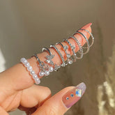 Aiertu Bohemian Butterfly Pearl Rings Set for Women Shine Pearl Gothic Vintage Plated Retro Rhinestone Simple Finger Jewelry Gift Aiertu