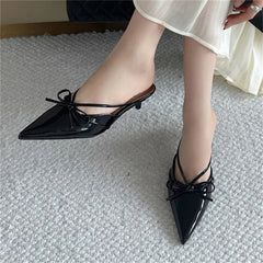 Aiertu - 2025 New Fashion Pointed Toe Mules Women Slippers Thin Low Heels Sandals Elegant Dress Party Ladies Shoes Aiertu