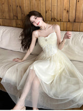 Aiertu Women Summer Elegant Lace Mesh Slimming Sleeveless Princess Suspender Dresses Holiday Beach Sundress Evening Party Wedding Dress Aiertu