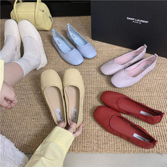 Aiertu Shoes Woman Comfortable And Elegant Round Toe Casual Female Sneakers Flats Soft Shallow Mouth Dress Square New Solid Leisure Sli Aiertu