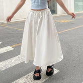 Aiertu - Skirt Lace-Up French Style Fairy Solid Color Women'S Loose Long Skirt That Covers The Flesh And Looks Slimming Leisure Skirt Aiertu