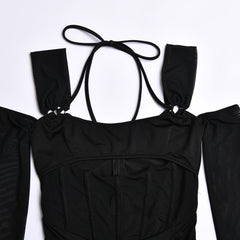 Aiertu - Sexy Backless Mesh Sheer Corset Dress Aiertu