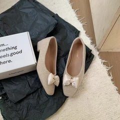 Aiertu - Square Toe Women Shoes On Heels Clogs Platform Casual Female Sneakers Bow-Knot All-Match Flats Modis Creepers Butterfly Comforta Aiertu