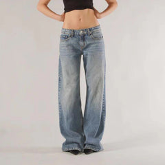 Aiertu - Harajuku Jeans for Women Wide Leg Baggy Jeans High Waist Y2K Cargo Pants Casual Loose Boyfriends Trousers Vintage Streetwear Aiertu