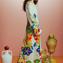 Aiertu - Elegant Fashion Long Printed Dress Cross Neck Shoulder Bared Cotton Maxi Gown for Women Crossbody Casual Comfortable Skirt Aiertu