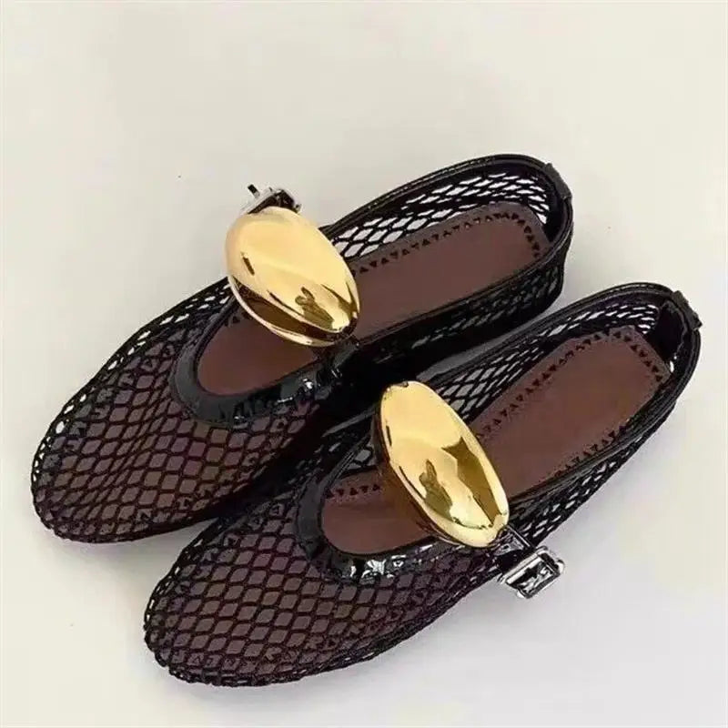 Aiertu - Summer Hollow Out Flat Mary Jane Shoes Women Comfort Soft Sole Slip On Ladies Outdoors Party Dress Shoes Aiertu