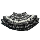 Aiertu - Plaid Black Puffy Mini Skirt Grunge Retro Fuzzy Tiered Ruffle Elastic Waist Liner Cake Skirt Goth Lolita Women Bottoms Aiertu