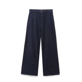 Aiertu - Autumn Winter Women High Waist With Belt Loops Pockets Wide Leg Jeans Aiertu