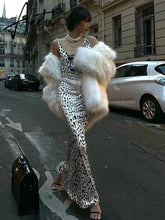 Elegant Deep V Neck Backless Slim Evening Long Dress Women Sexy Leopard Print Slip Maxi Dress Party Clubwear new Aiertu