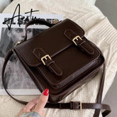 Elegant Female Solid color Tote bag New High quality PU Leather Women's Designer Handbag Vintage Shoulder Messenger Bag Aiertu