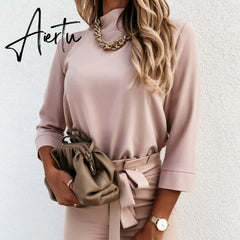 Elegant Lips Eyes Print Blouse Shirts Women O Neck Long Sleeve Office Tops Autumn Casual Streetwear Shirt Pullover Feminine Aiertu