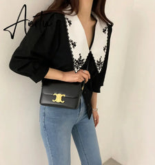 Elegant White Floral Embroidery Women Shirts Vintage Blusas Mujer De Moda Korean Chic Puff Sleeve Blouse Clothes Tops Aiertu