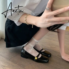 Elegant Woman Shoes with Low Heels Mary Janes Vintage Black PU Leather Ladies Shoes Spring Autumn Lolita Pumps Shoes New In Aiertu