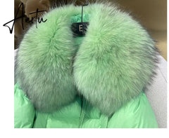 European Version Winter New Light Luxury All-match Big Fur Collar Loose Women's Long-Sleeved Bread Korean Version Down Jack Aiertu