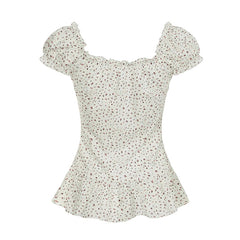 Aiertu Sweet Floral Print Cute Prairie Chic Women Causal Shirts Summer Fashion Trendy Japan Style Blouses Aiertu