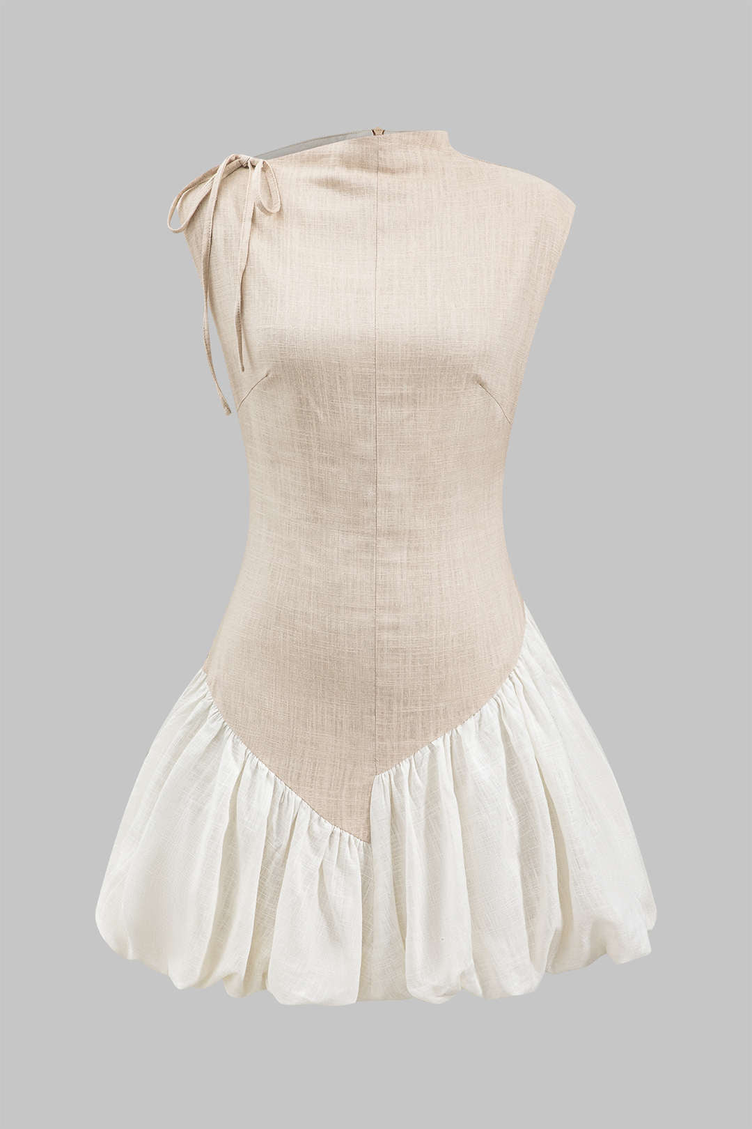 Aiertu Linen Ruched Tie-Up Sleeveless Mini Dress Aiertu