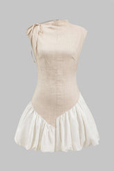 Aiertu Linen Ruched Tie-Up Sleeveless Mini Dress Aiertu