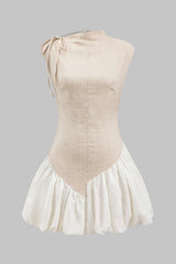 Aiertu Linen Ruched Tie-Up Sleeveless Mini Dress Aiertu