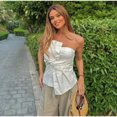 Aiertu - Vintage Knotted Bow Tube Corset Women Elegant Solid Slim Fit Sleeveless Top Female Korean Summer Autumn Chic High Street Tops Aiertu
