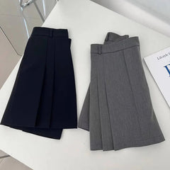 Aiertu Preppy Style A-Line Skirt for Women Summer New High Waist Black Gray Pleated Skirts Female Casual Student Mini Skirts Aiertu