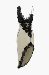 Aiertu Asymmetric Lace Panel Midi Dress Aiertu